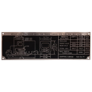 New Date Plate #67 - M37 Weight and Dimensions WITH Winch