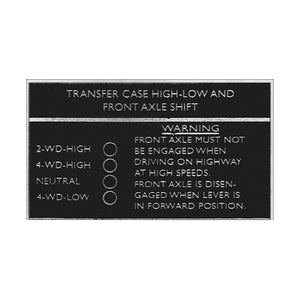 Data Plate #36 - 1957-1960 W-100/200/300 Single Lever Transfer Case Shift Pattern Decal