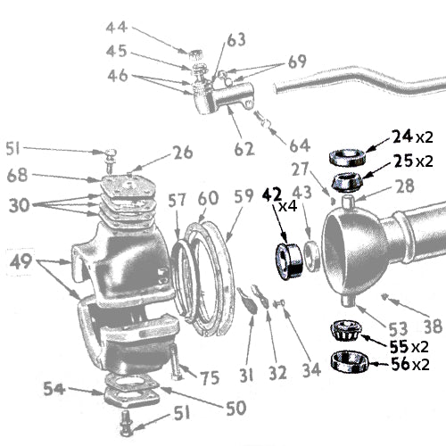 New 1940 VC 1/2 Ton 4x4 Front Steering Knuckle Bearing Set - FSKBS10-6